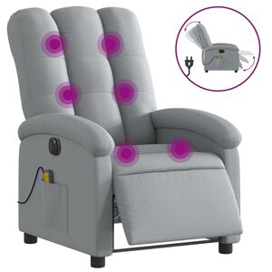 vidaXL Sill&oacute;n reclinable de masaje el&eacute;ctrico tela gris claro