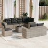 vidaXL Set muebles jard&iacute;n 9 pzas y cojines rat&aacute;n sint&eacute;tico gris claro