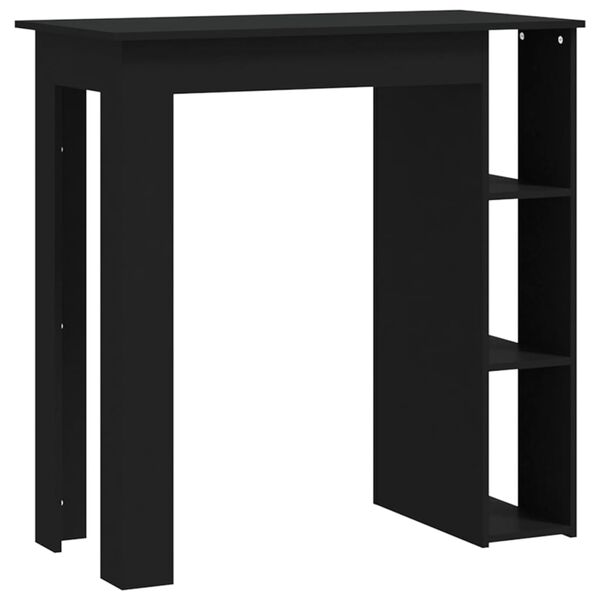 vidaXL Mesa bar con estante madera contrachapada negro 102x50x103,5 cm