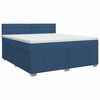 vidaXL Cama box spring con colch&oacute;n con cabecera Azul 160 x 200 cm Tela