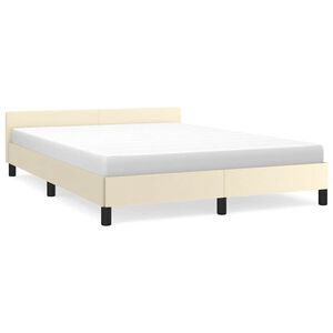 vidaXL Estructura de cama con cabecero sin colch&oacute;n crema 140x190 cm