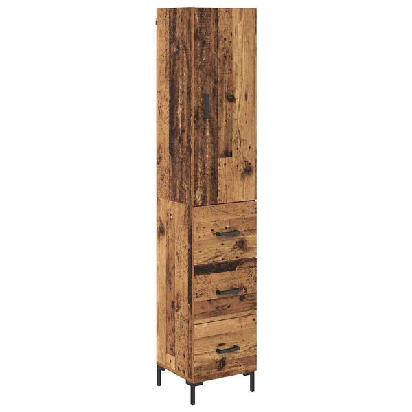 vidaXL Aparador alto con caj&oacute;n Madera envejecida 69,5 x 34 x 180 cm