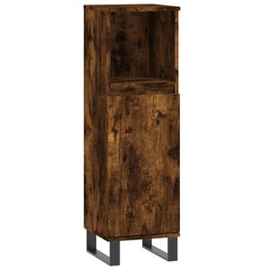vidaXL Armario de ba&ntilde;o madera contrachapada roble ahumado 30x30x100 cm