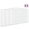 vidaXL Cestas de gaviones 3 uds forma de arco hierro 400x30x180/200 cm
