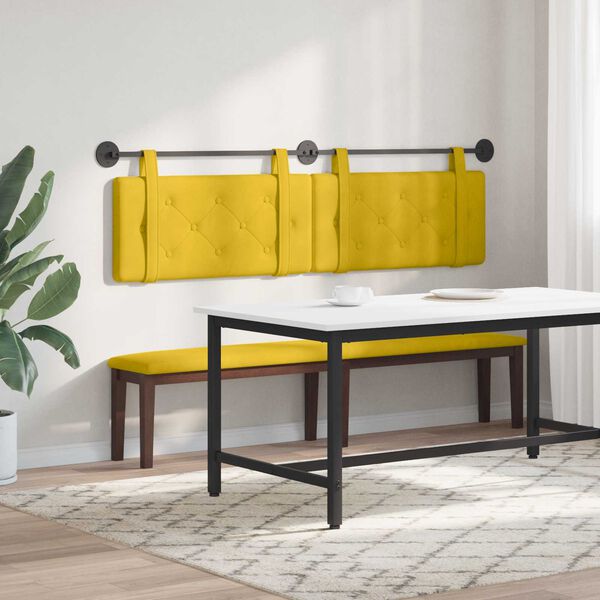 vidaXL Cabecera Colgante Amarillo 190 x 55 x 5 cm Terciopelo