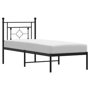 vidaXL Estructura cama sin colch&oacute;n con cabecero metal negro 75x190 cm