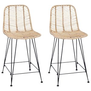 vidaXL Silla de Bar 2 uds. Natural 44,5 x 54,5 x 97,5 cm