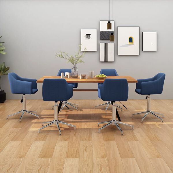 vidaXL Sillas de comedor giratorias 6 unidades tela azul