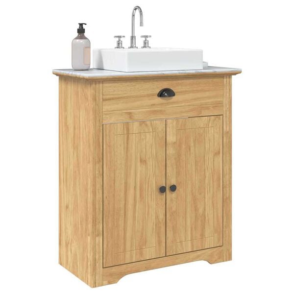 vidaXL Gabinete de Ba&ntilde;o con puerta BODO Marr&oacute;n miel 70 x 35 x 80 cm