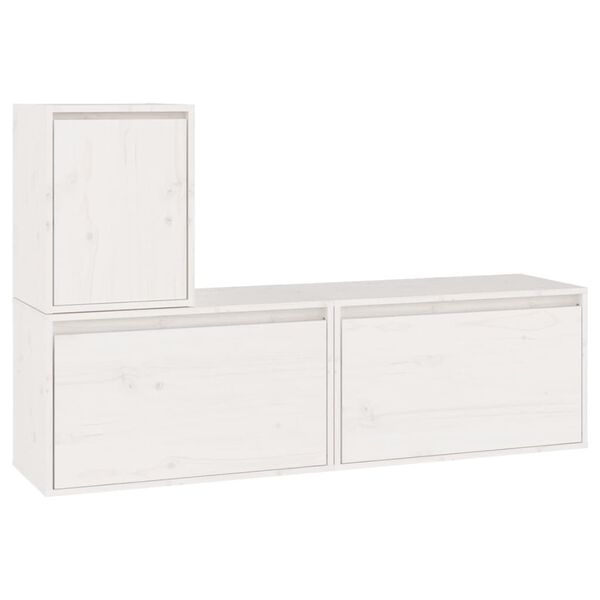 vidaXL Muebles para TV 3 piezas madera maciza de pino blanco