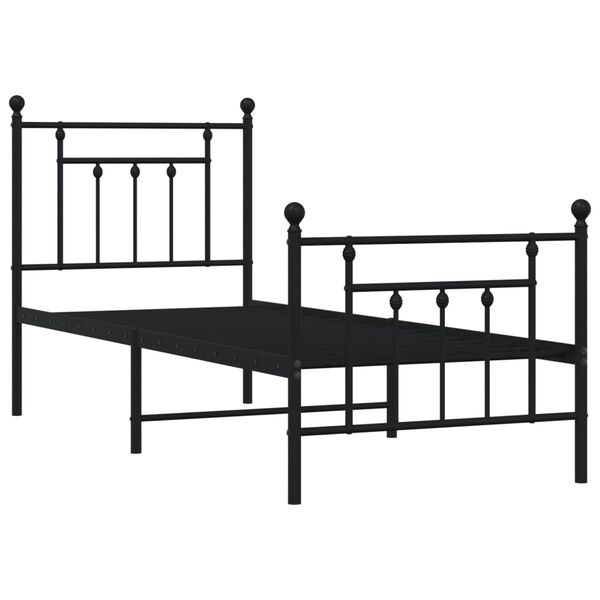 vidaXL Estructura cama sin colch&oacute;n con estribo metal negro 75x190 cm