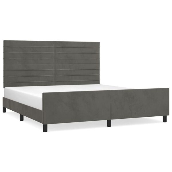 vidaXL Estructura de cama sin colch&oacute;n terciopelo gris oscuro 160x200cm
