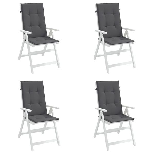 vidaXL Coj&iacute;n silla de jard&iacute;n respaldo alto 4 uds tela gris 120x50x3 cm
