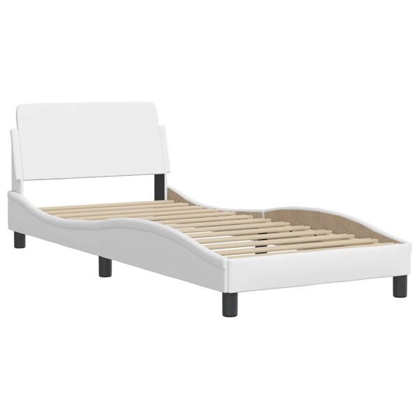 vidaXL Cama Viana con colch&oacute;n cuero sint&eacute;tico blanco 80x200 cm