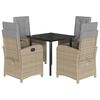 vidaXL Set comedor de jard&iacute;n 5 pzas con cojines rat&aacute;n sint&eacute;tico beige