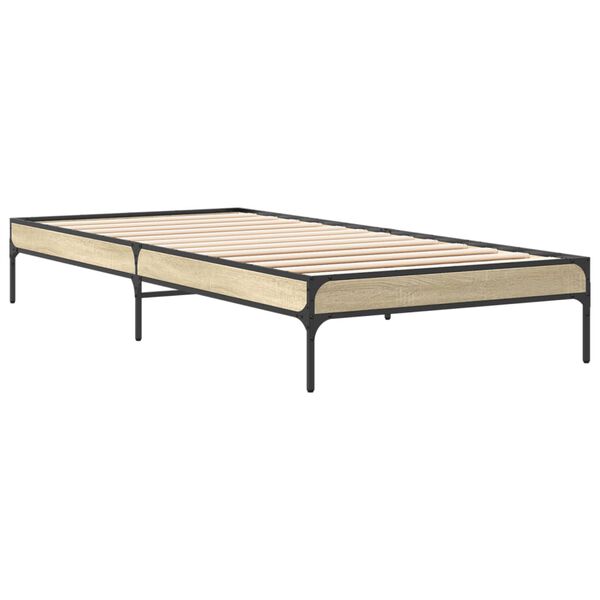 vidaXL Estructura cama madera ingenier&iacute;a metal roble Sonoma 100x200 cm