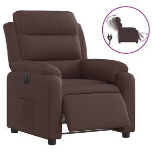 vidaXL Sill&oacute;n reclinable el&eacute;ctrico tela marr&oacute;n oscuro