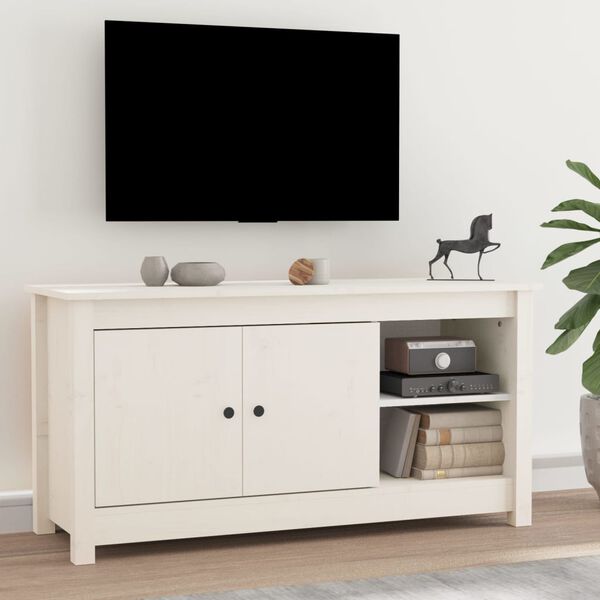 vidaXL Mueble para TV de madera maciza de pino blanco 103x36,5x52 cm