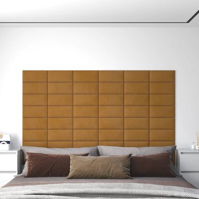 vidaXL Paneles de pared 12 uds terciopelo marrón 30x15 cm 0,54 m²