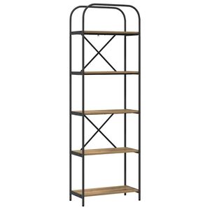 vidaXL Estante de libros 5 niveles 60 x 30 x 183 cm Roble artisan