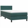 vidaXL Cama box spring con colch&oacute;n y LED terciopelo verde oscuro 90x220 cm