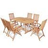 vidaXL Set comedor de jard&iacute;n 7 pzas con sillas plegables teca maciza