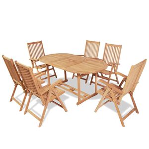 vidaXL Set comedor de jard&iacute;n 7 pzas con sillas plegables teca maciza