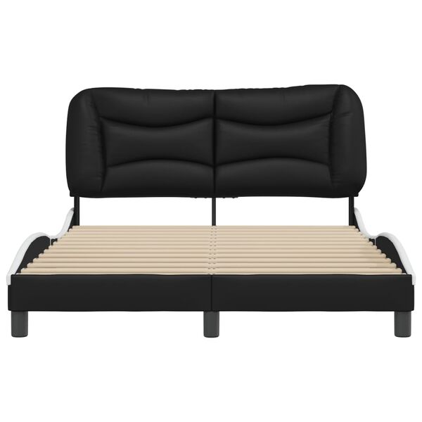 vidaXL Estructura de cama sin colch&oacute;n Hvar cuero sint&eacute;tico negro blanco 140x200cm