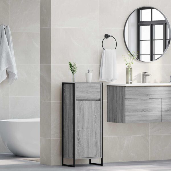 vidaXL Gabinete de Ba&ntilde;o con caj&oacute;n Gris Sonoma 40 x 30 x 100 cm