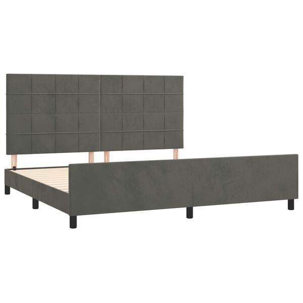 vidaXL Estructura cama sin colch&oacute;n terciopelo gris oscuro 200x200 cm