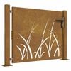 vidaXL Puerta de jard&iacute;n 100x100 cm de acero corten con dise&ntilde;o de hierba