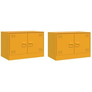 vidaXL Muebles para TV 2 unidades acero amarillo mostaza 67x39x44 cm