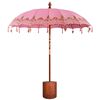 vidaXL Paraguas balin&eacute;s con base Rosa y Marr&oacute;n &Oslash; 210-220 cm