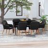 vidaXL Juego de comedor de jardín 7 piezas con cojines negro