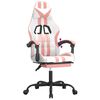 vidaXL Silla gaming con reposapi&eacute;s cuero sint&eacute;tico blanco y rosa