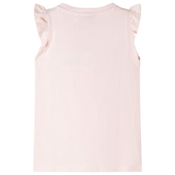 Camiseta infantil de manga volante rosa suave 92