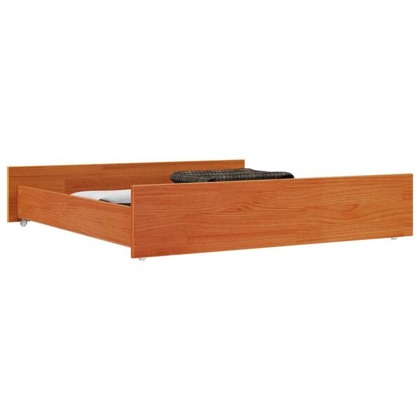 vidaXL Cajones de cama 2 uds madera maciza de pino marr&oacute;n cera