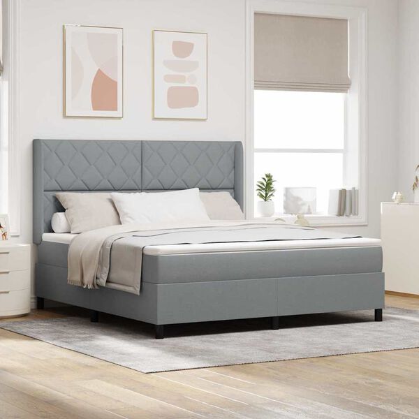 vidaXL Cama tipo Box Spring con colch&oacute;n Gris claro 180 x 200 cm tela