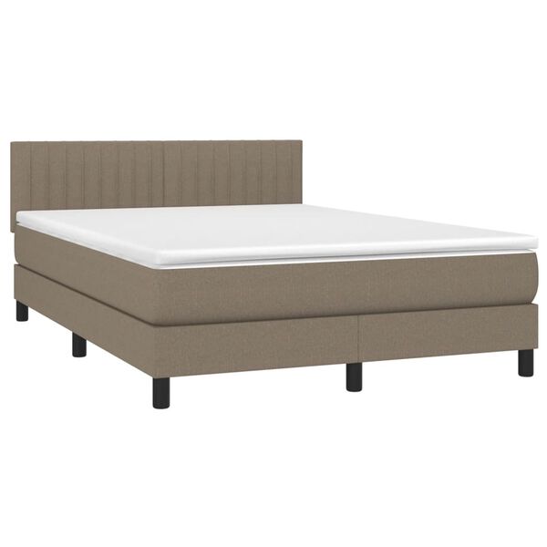 vidaXL Cama box spring con colch&oacute;n tela gris taupe 140x190 cm