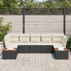vidaXL Conjunto de sof&aacute;s de jard&iacute;n 7 pcs Negro y crema Rat&aacute;n sint&eacute;tico