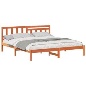 vidaXL Estructura de cama con cabecera Marr&oacute;n cera 200 x 200 cm
