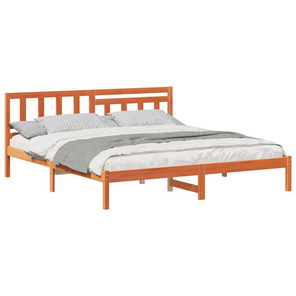 vidaXL Estructura de cama con cabecera Marr&oacute;n cera 200 x 200 cm
