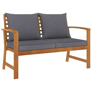 vidaXL Banco de jard&iacute;n 120 cm cojines gris oscuro madera acacia maciza