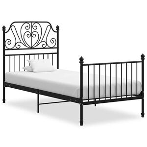 vidaXL Estructura de cama sin colch&oacute;n metal negro 90x200 cm