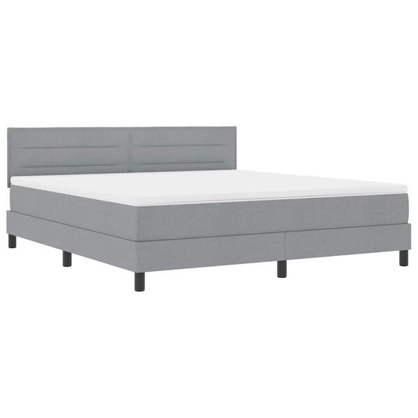 vidaXL Cama tipo Box Spring con colch&oacute;n Gris claro 180 x 200 cm tela