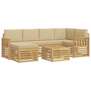vidaXL Conjunto de sof&aacute;s de exterior 7 uds. y Beige Poli&eacute;ster
