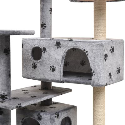 vidaXL Rascador para gatos poste rascador de sisal 125 cm huellas gris