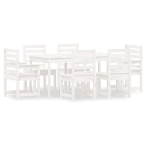 vidaXL Juego de comedor de jardín 7 piezas madera maciza pino blanco