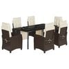 vidaXL Set comedor de jard&iacute;n 7 pzas con cojines rat&aacute;n sint&eacute;tico marr&oacute;n