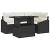 vidaXL Conjunto de sof&aacute; de jard&iacute;n 5 uds. Negro y crema rat&aacute;n sint&eacute;tico